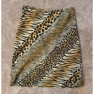 Y2K Express World Brand Animal Print Lined Midi Skirt Women's M